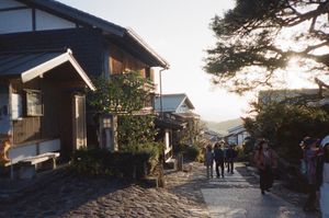 A view of the golden hour looking down on Magome