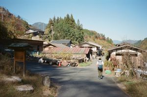 A photo of a small town in the mountains
